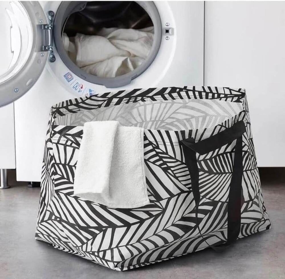 NEW IKEA MEDIUM LEAF TOTE BAG LAUNDRY BEACH GROCERIES TROPICAL TRIBAL